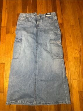 Rewash cotton Women Light Blue Denim Cargo Skirt Jeans